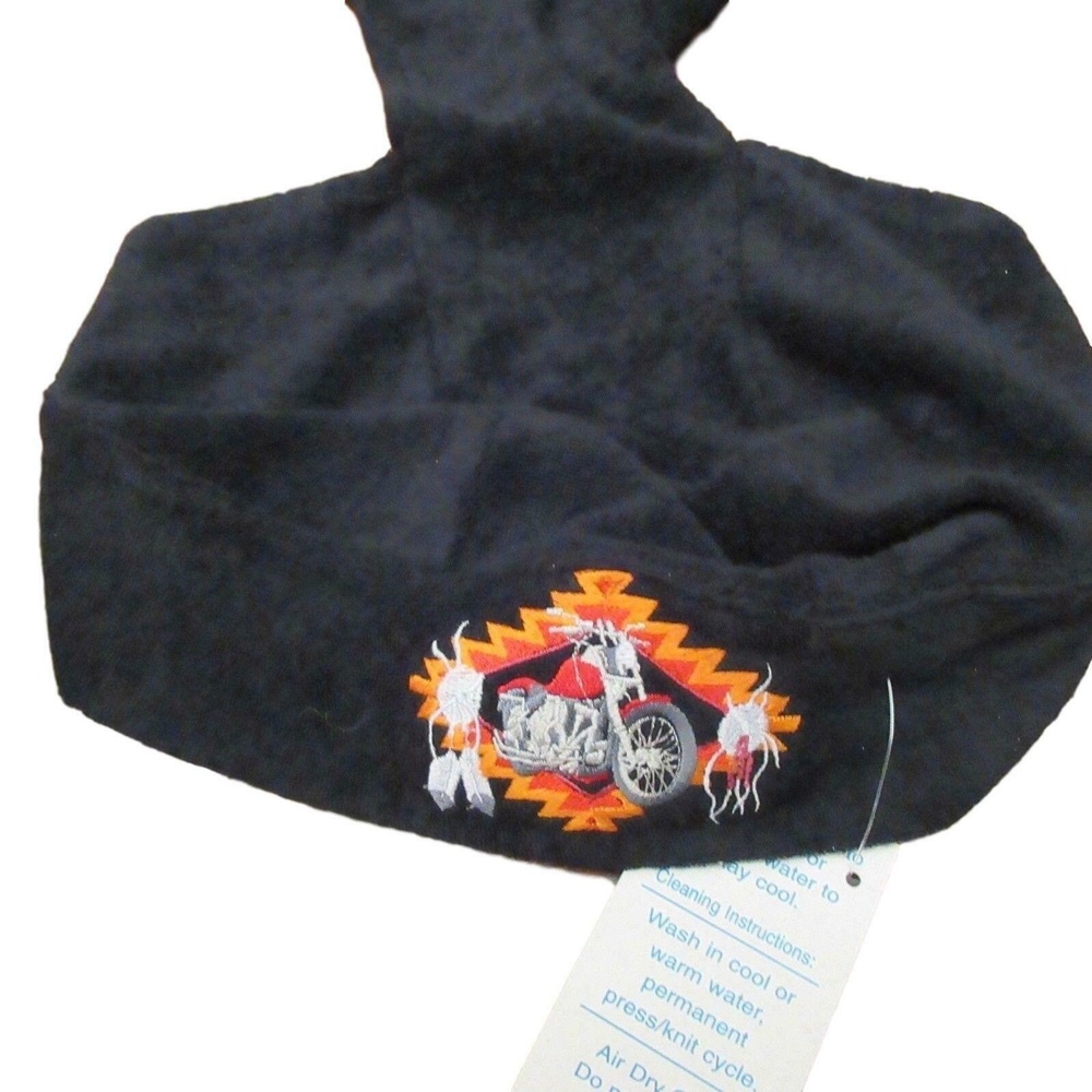 Cool-It Black Terrycloth Biker Motorcycle Black Head Wrap Do Rag Skull Cap New
